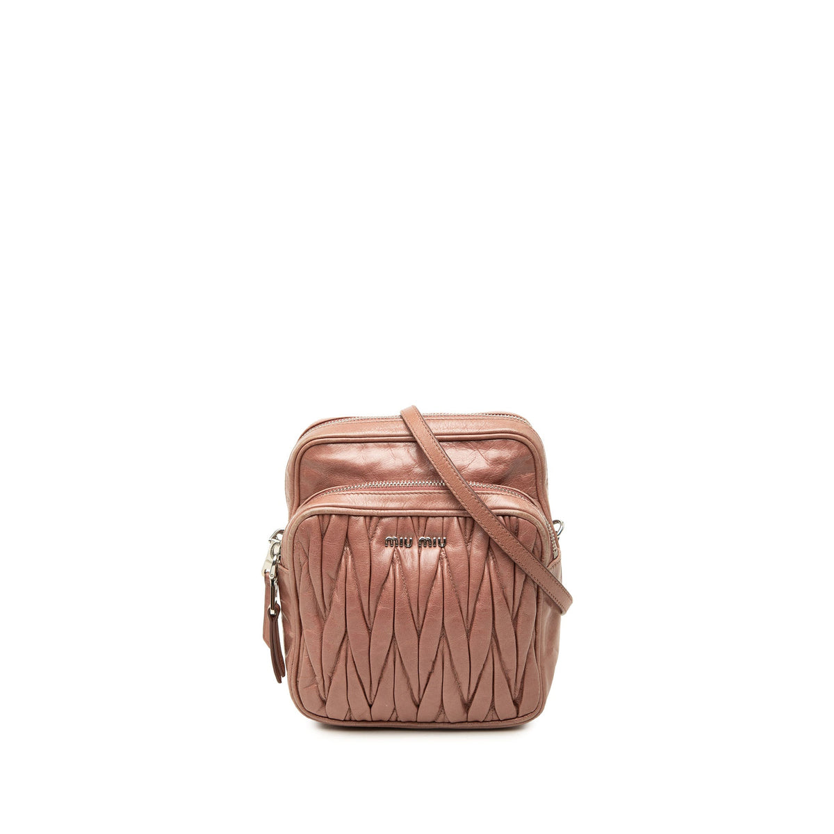 Miu Miu Matelasse Nappa Crossbody — Brown