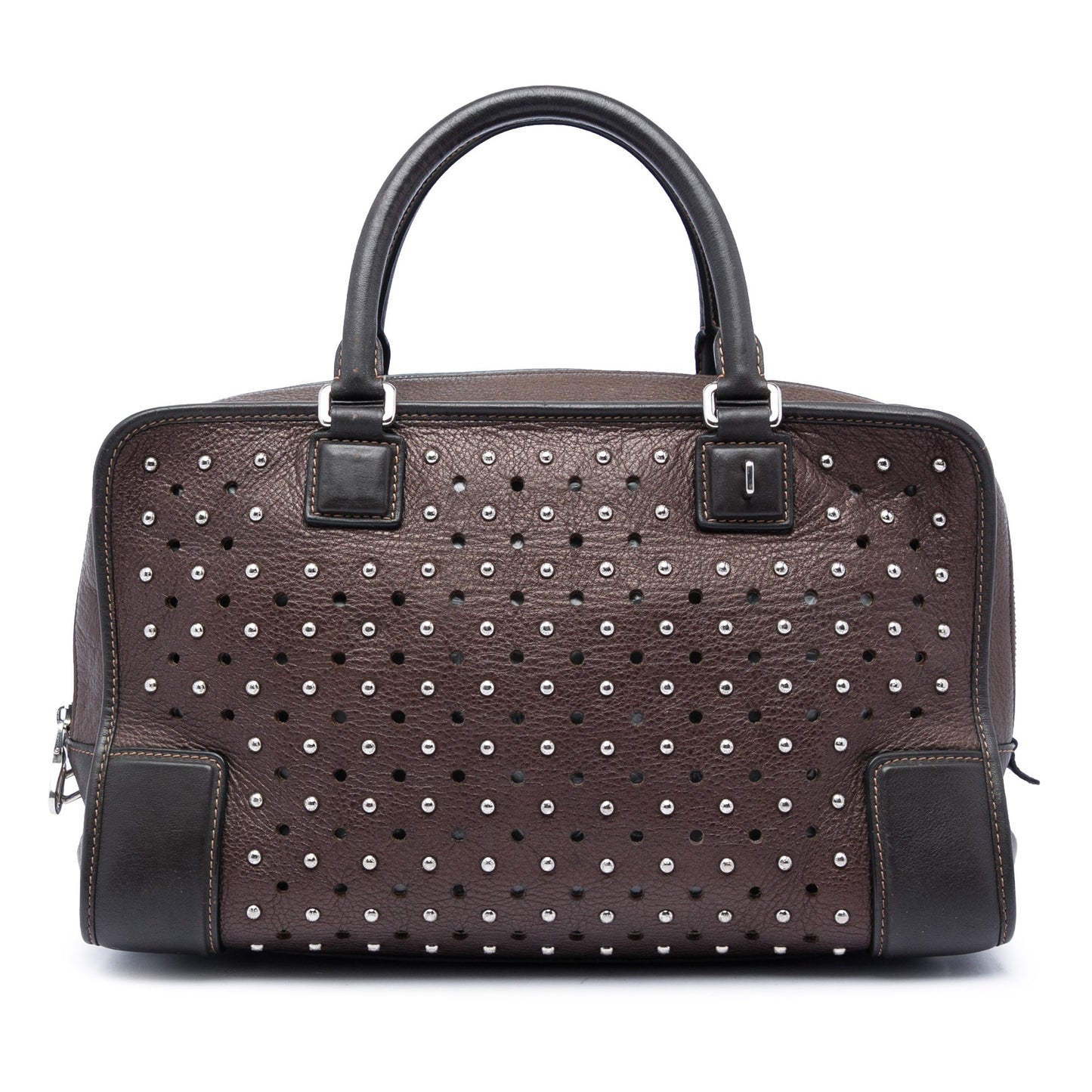 LOEWE Bicolor Leather Studded Perforated Amazona 36