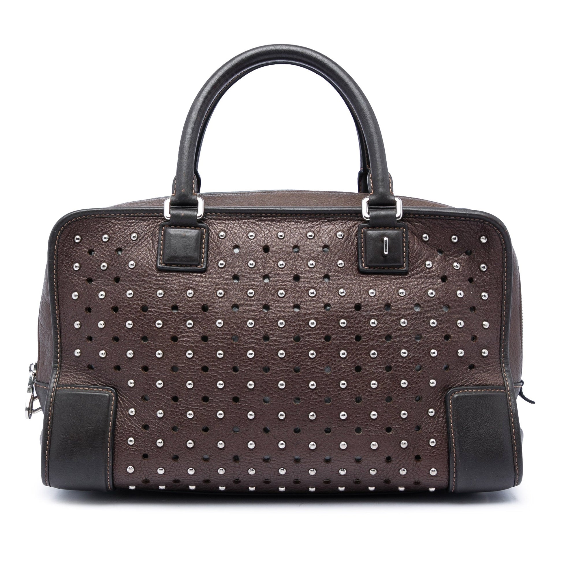 LOEWE Bicolor Leather Studded Perforated Amazona 36