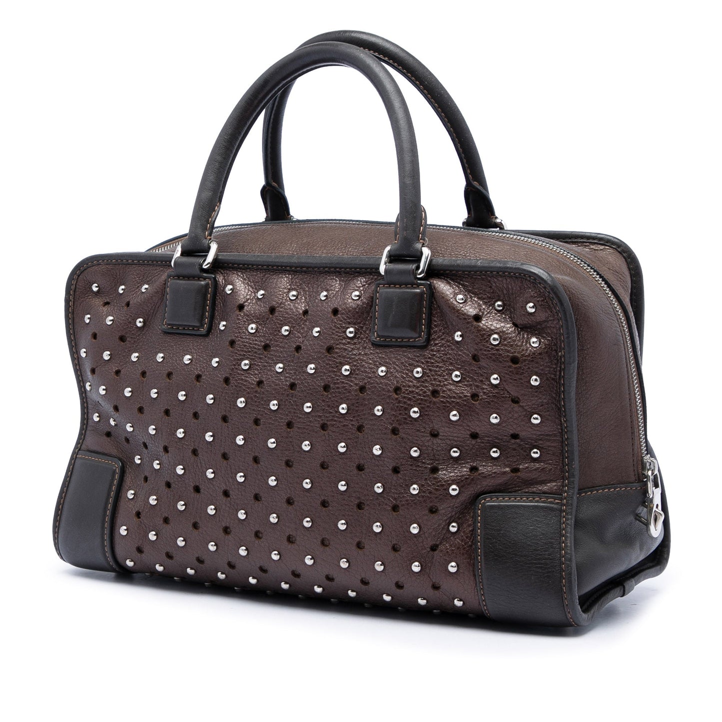 LOEWE Bicolor Leather Studded Perforated Amazona 36