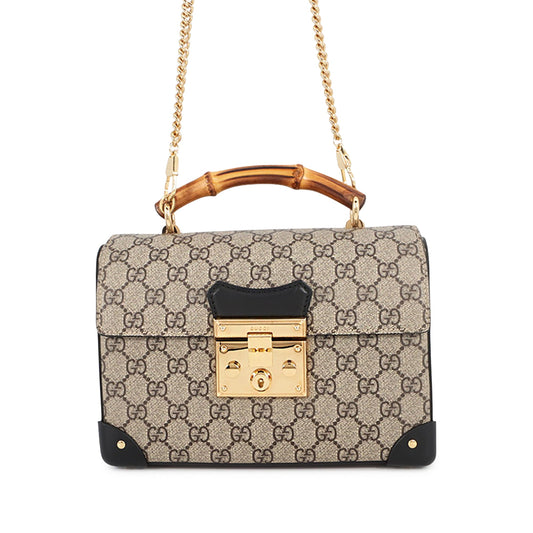 Gucci GG Supreme Bamboo Padlock Satchel