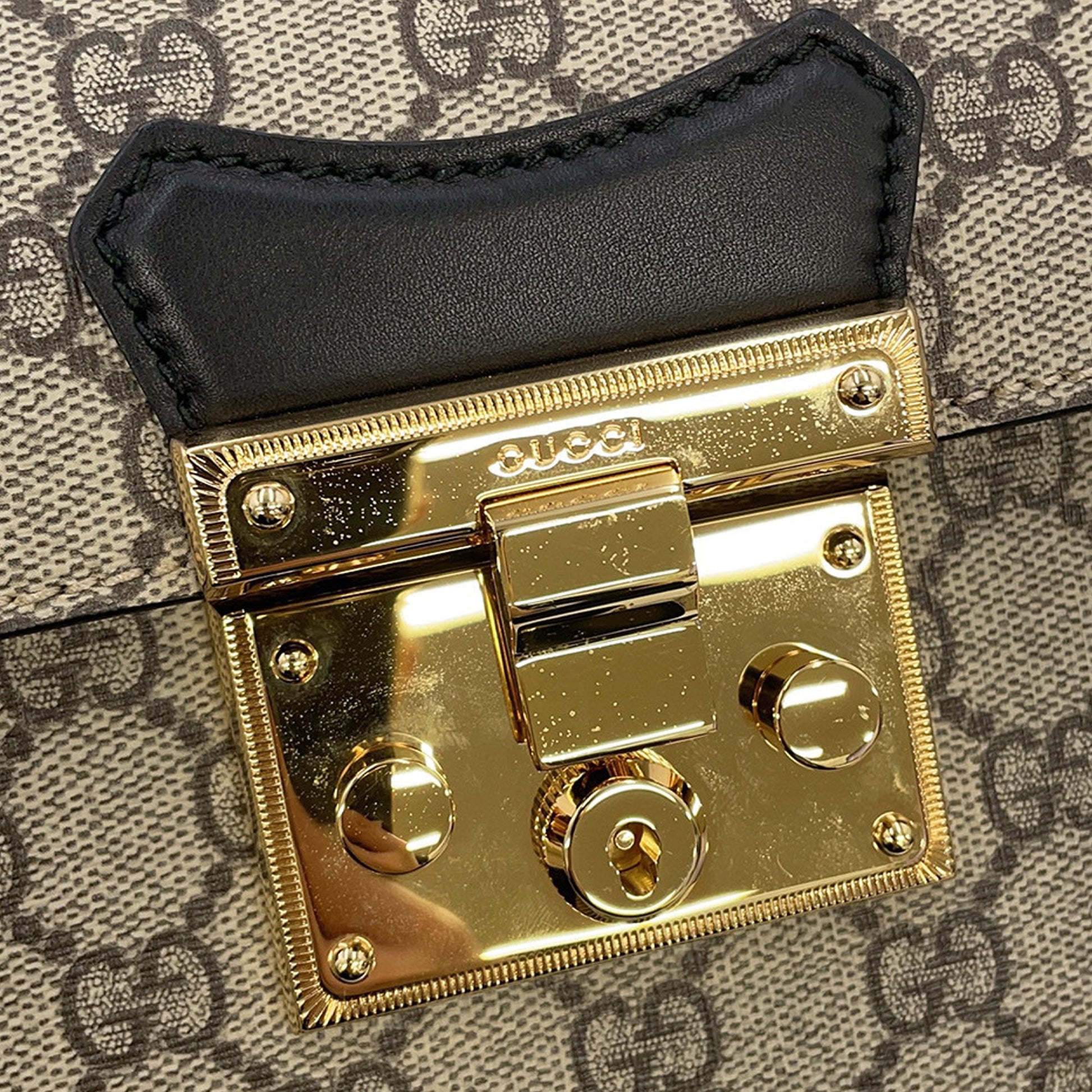 Gucci GG Supreme Bamboo Padlock Satchel