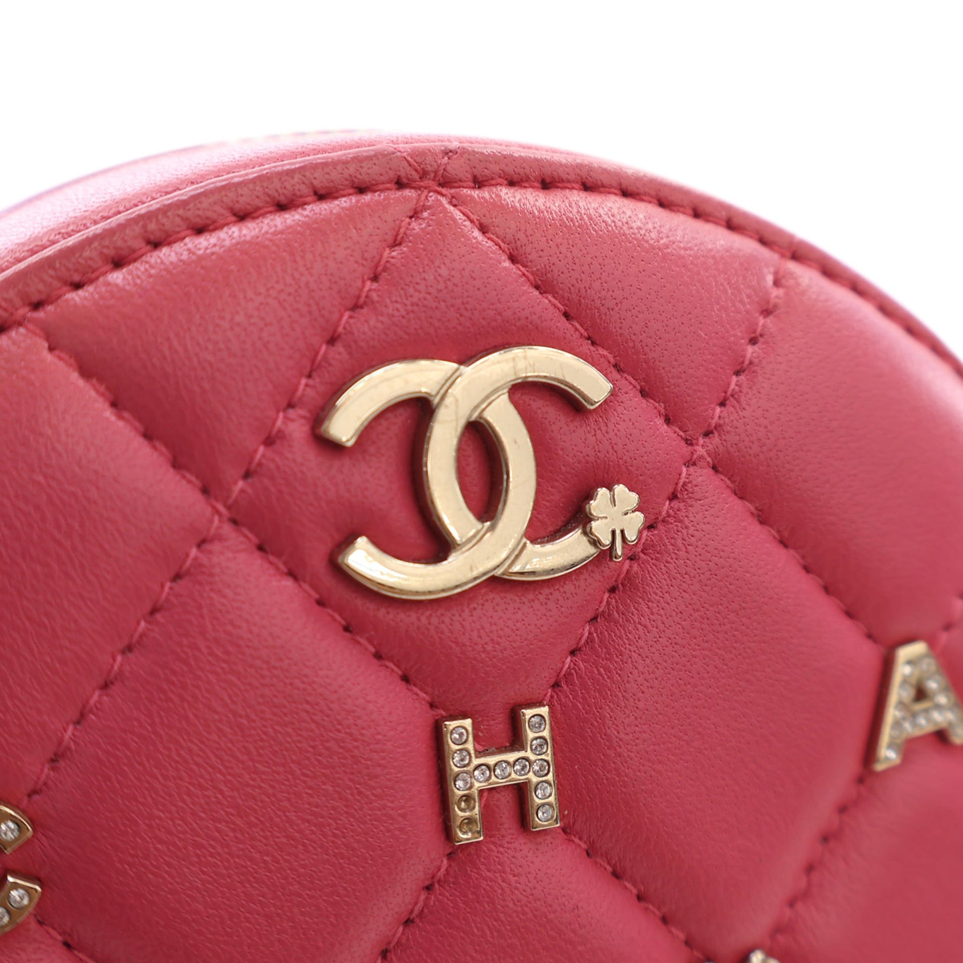 Chanel CC Quilted Lambskin Lucky Charms Round Clutch with Chain