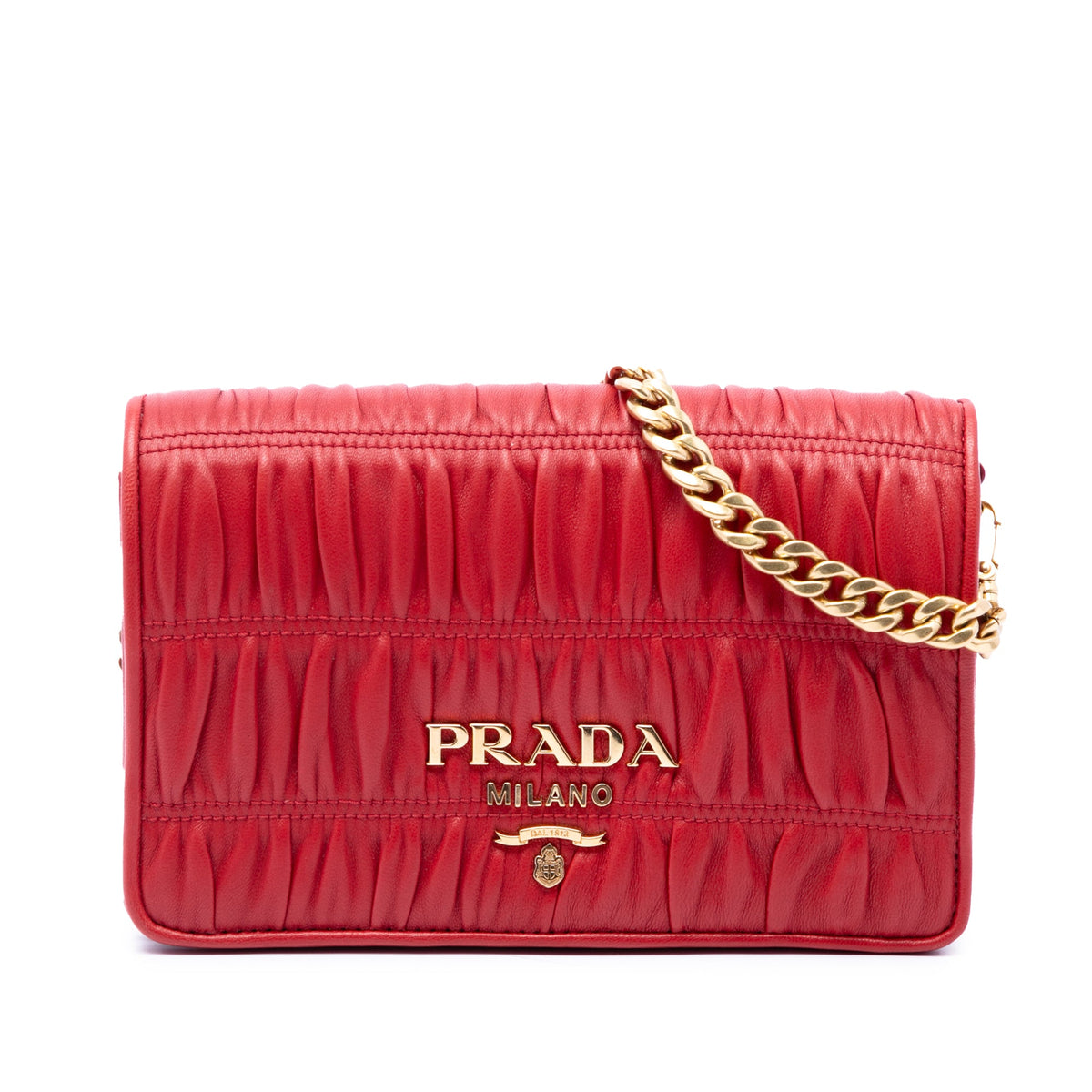 Prada Nappa Gaufre Chain Flap — Red