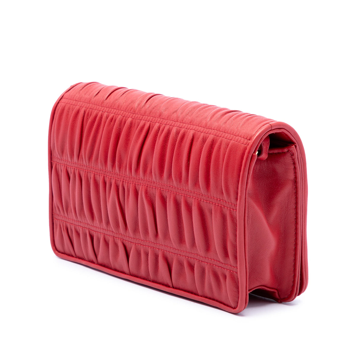 Prada Nappa Gaufre Chain Flap — Red