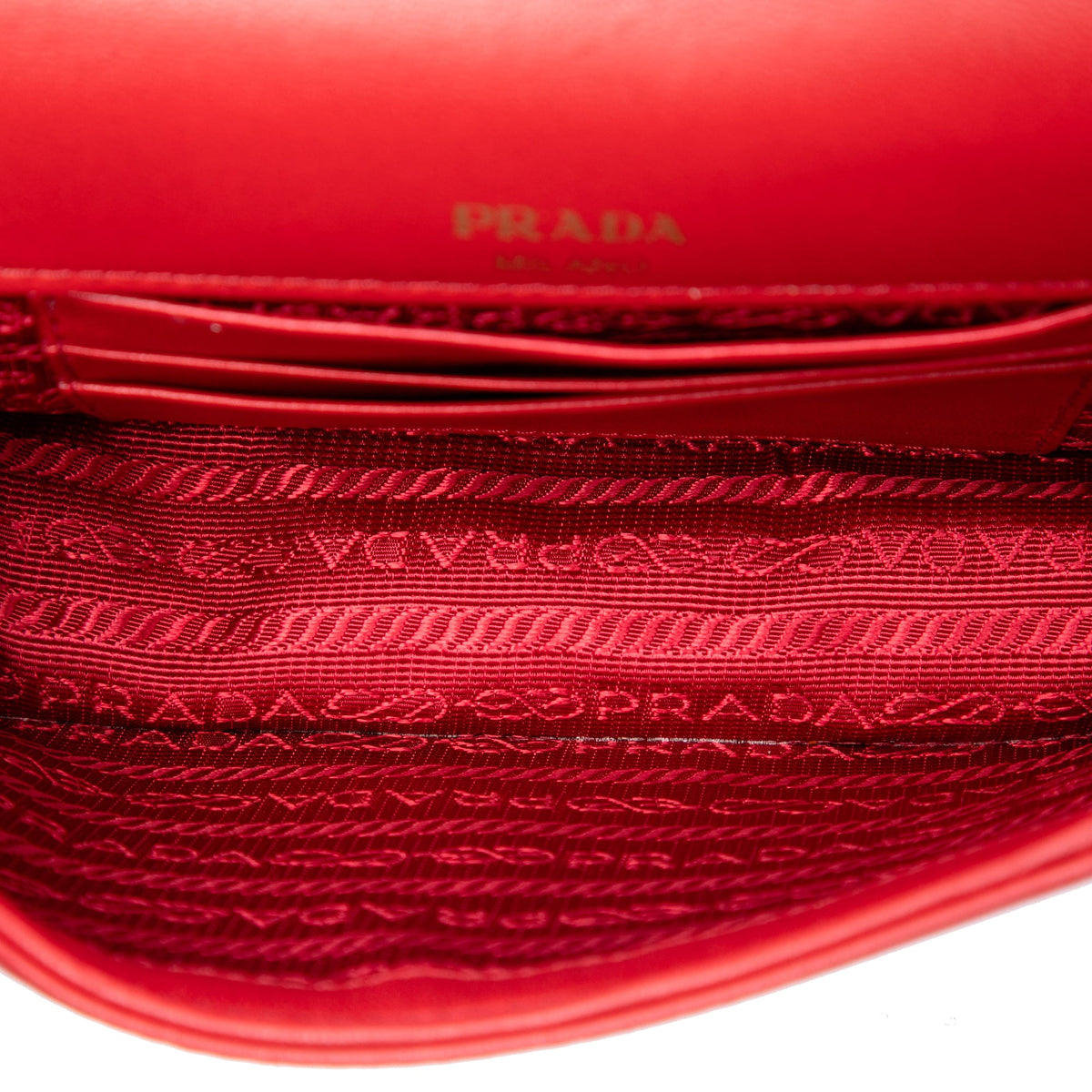 Prada Nappa Gaufre Chain Flap — Red