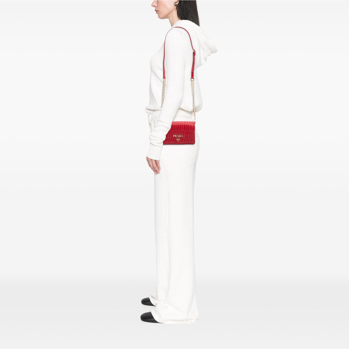 Prada Nappa Gaufre Chain Flap — Red