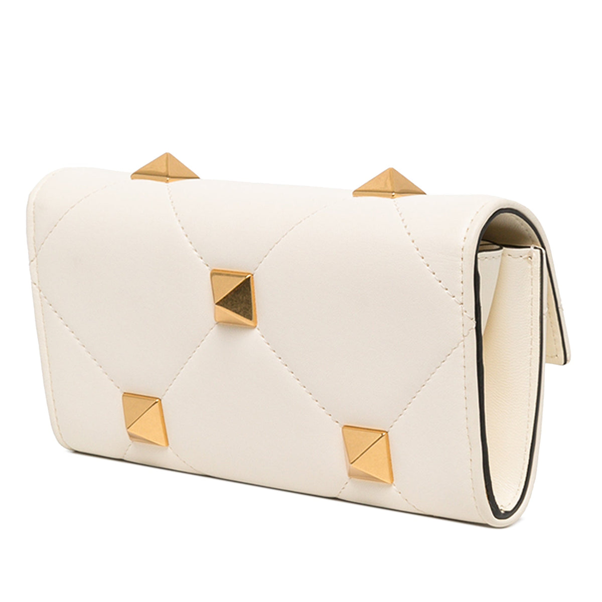 Valentino Nappa Roman Stud Wallet On Chain — White