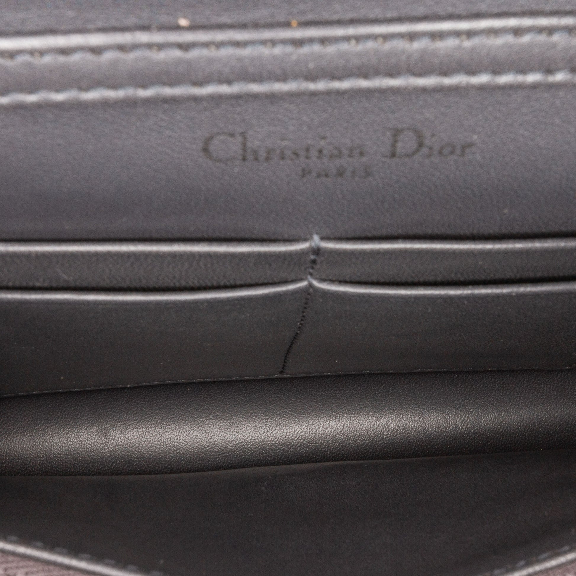 Dior Metallic Patent Microcannage Diorama Wallet on Chain