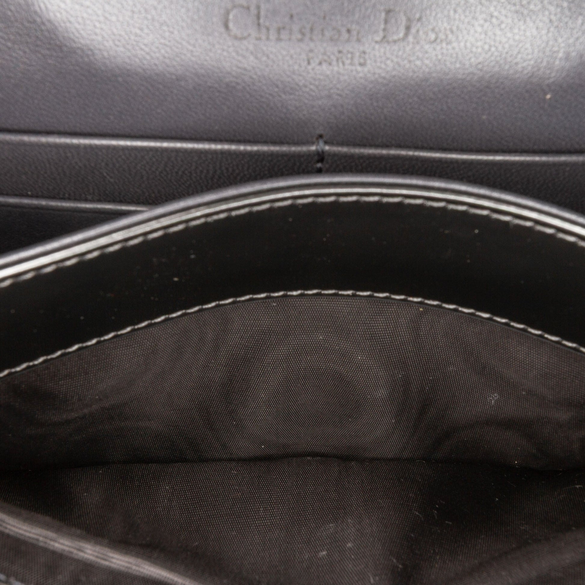 Dior Metallic Patent Microcannage Diorama Wallet on Chain