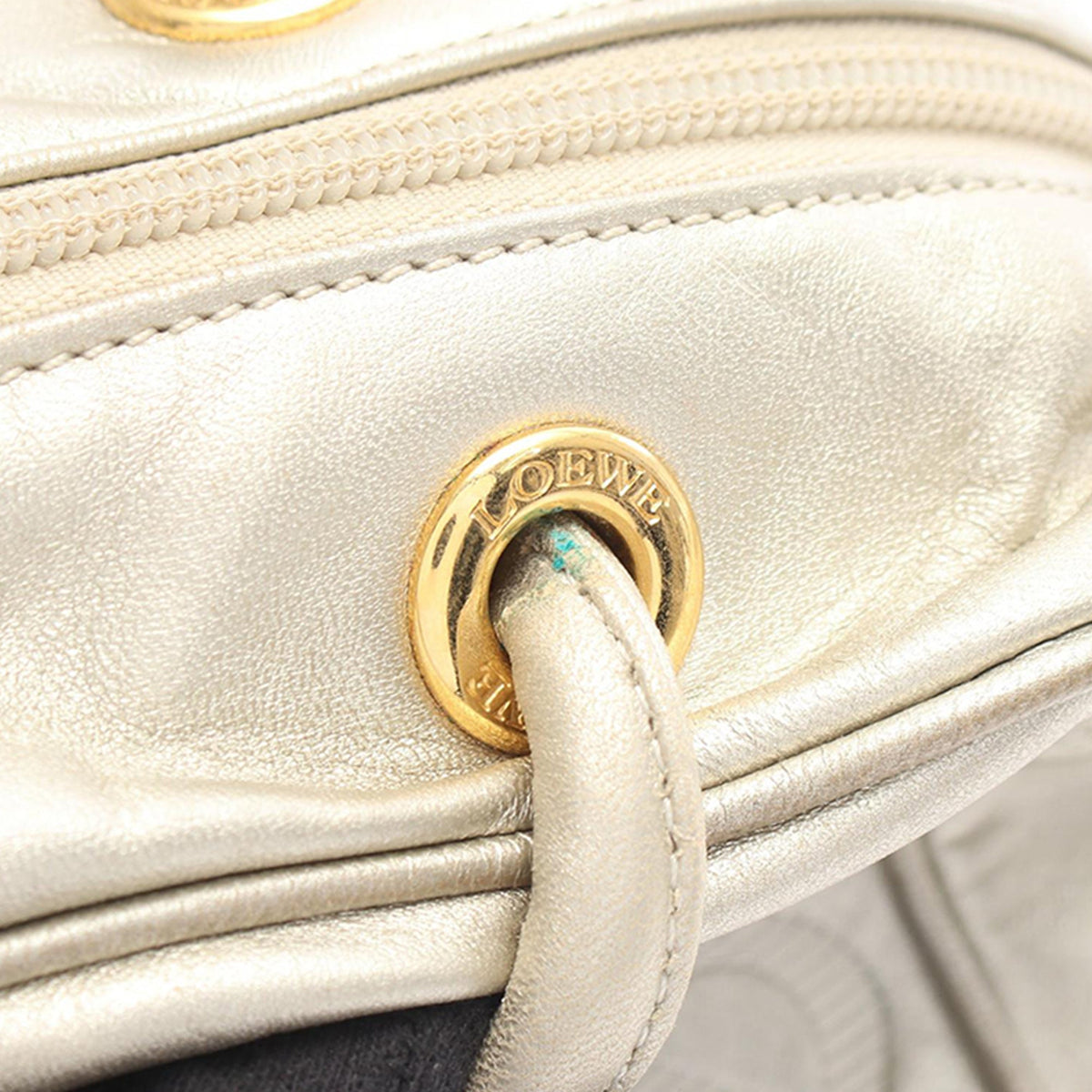 LOEWE Leather Anagram Shoulder Bag — Gold