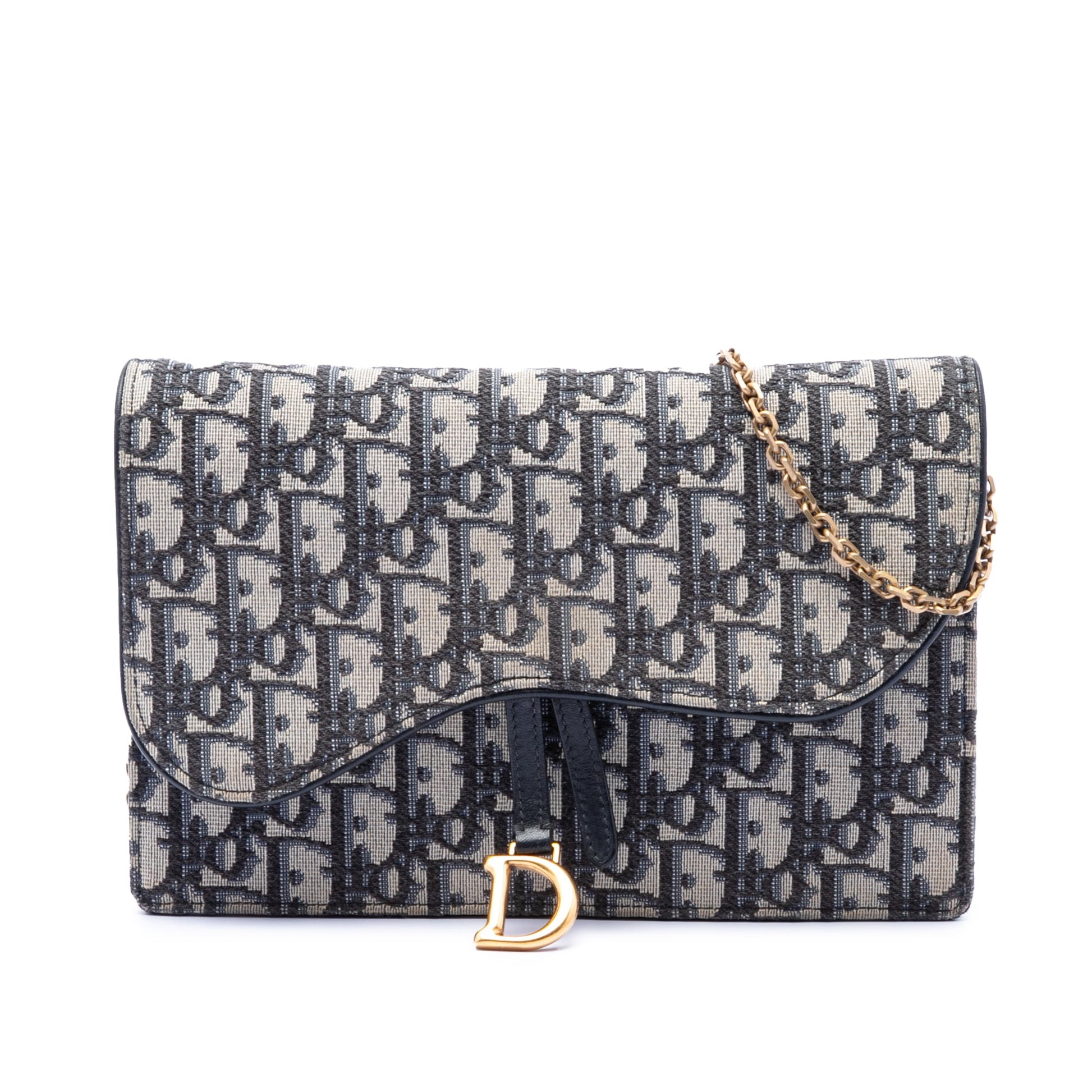 Dior Oblique Canvas Saddle Pouch Wallet on Chain