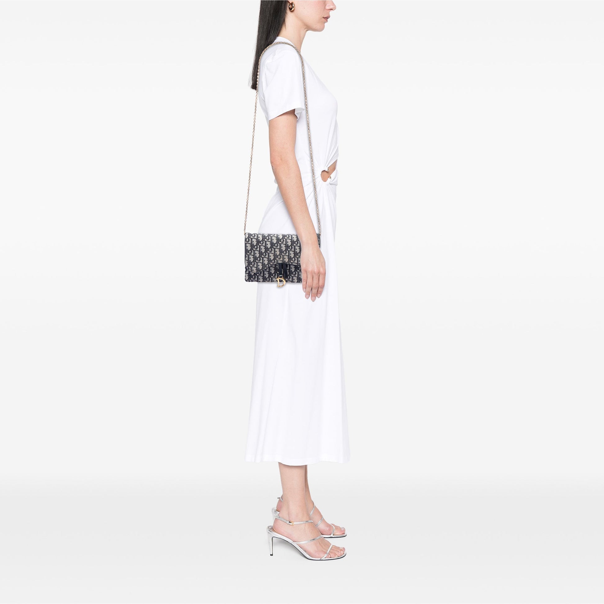Dior Oblique Canvas Saddle Pouch Wallet on Chain