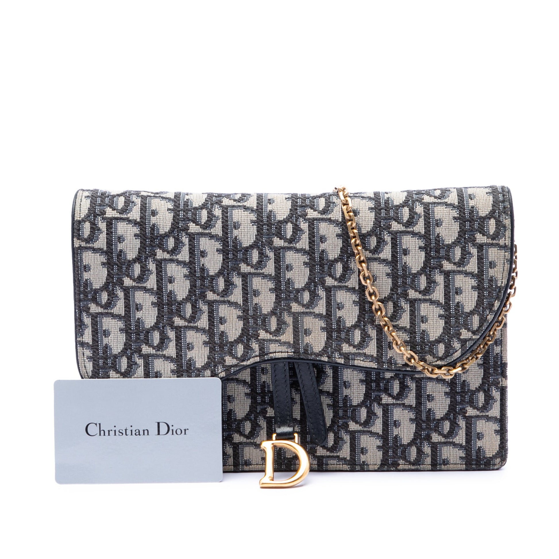 Dior Oblique Canvas Saddle Pouch Wallet on Chain