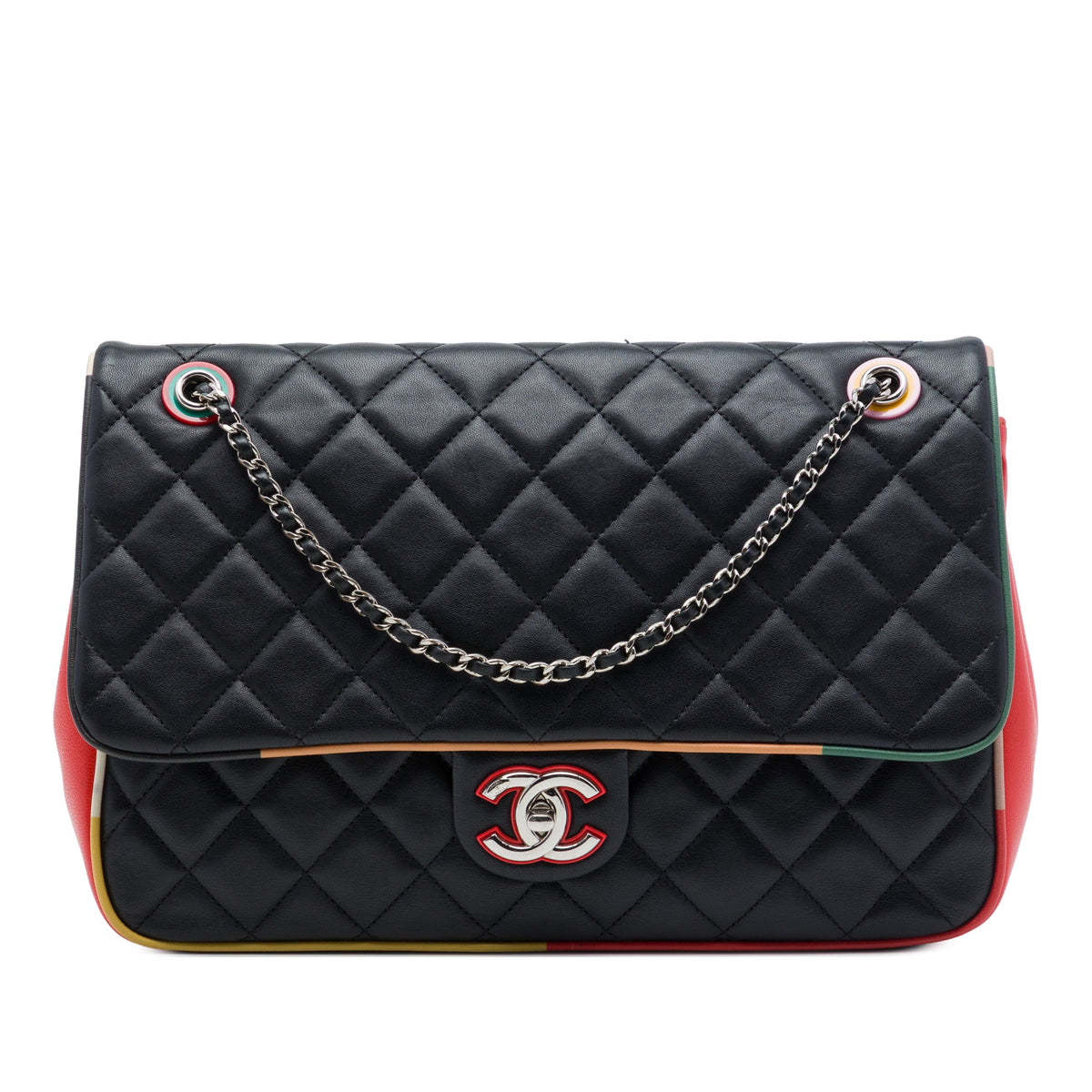 Chanel Jumbo Quilted Lambskin Acrylic Cuba Color Flap