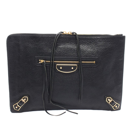 Balenciaga Medium Goatskin Motocross Classic Metallic Edge Clutch