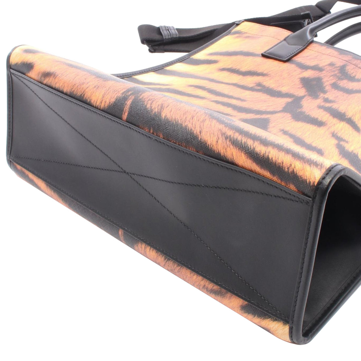 Burberry Tiger Printed Coated Canvas Slim Denny Vertical Tote — Orange