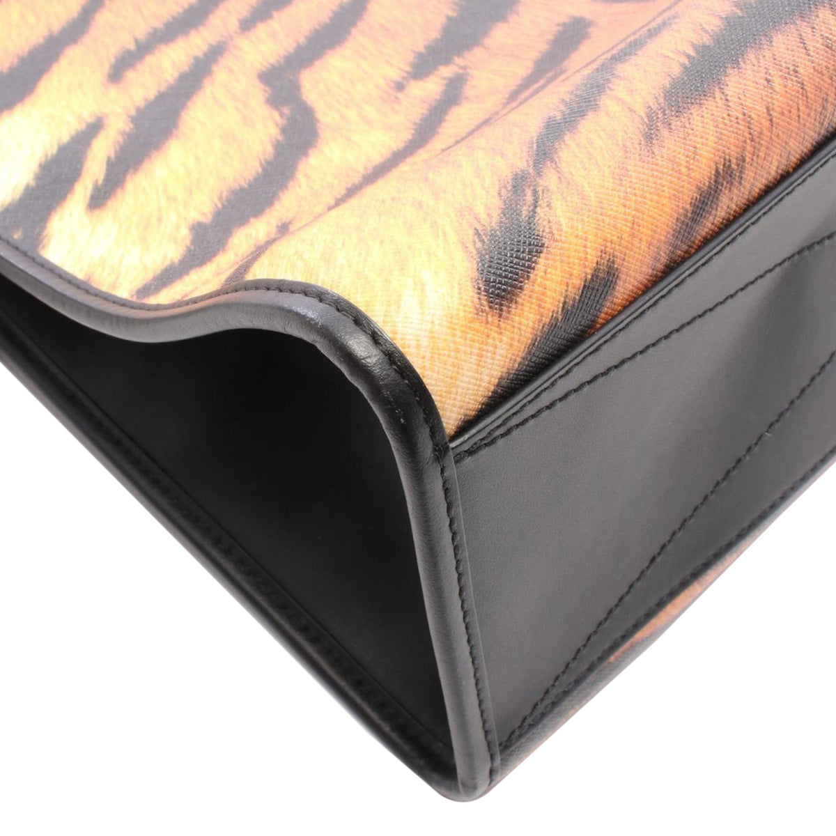 Burberry Tiger Printed Coated Canvas Slim Denny Vertical Tote — Orange