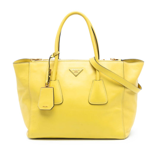 Prada Vitello Daino Double Zip Convertible Tote