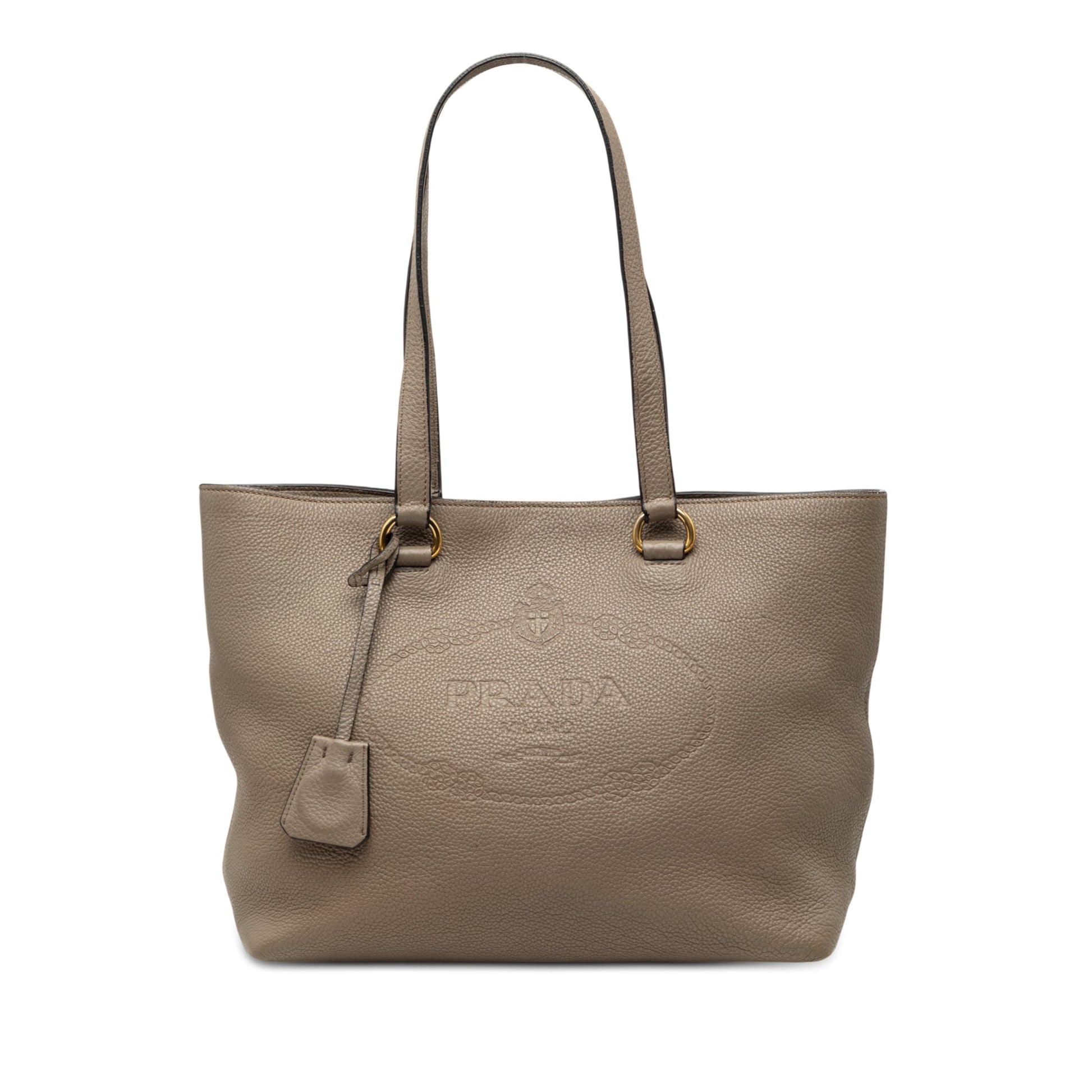 Prada Vitello Daino Canapa Logo Tote