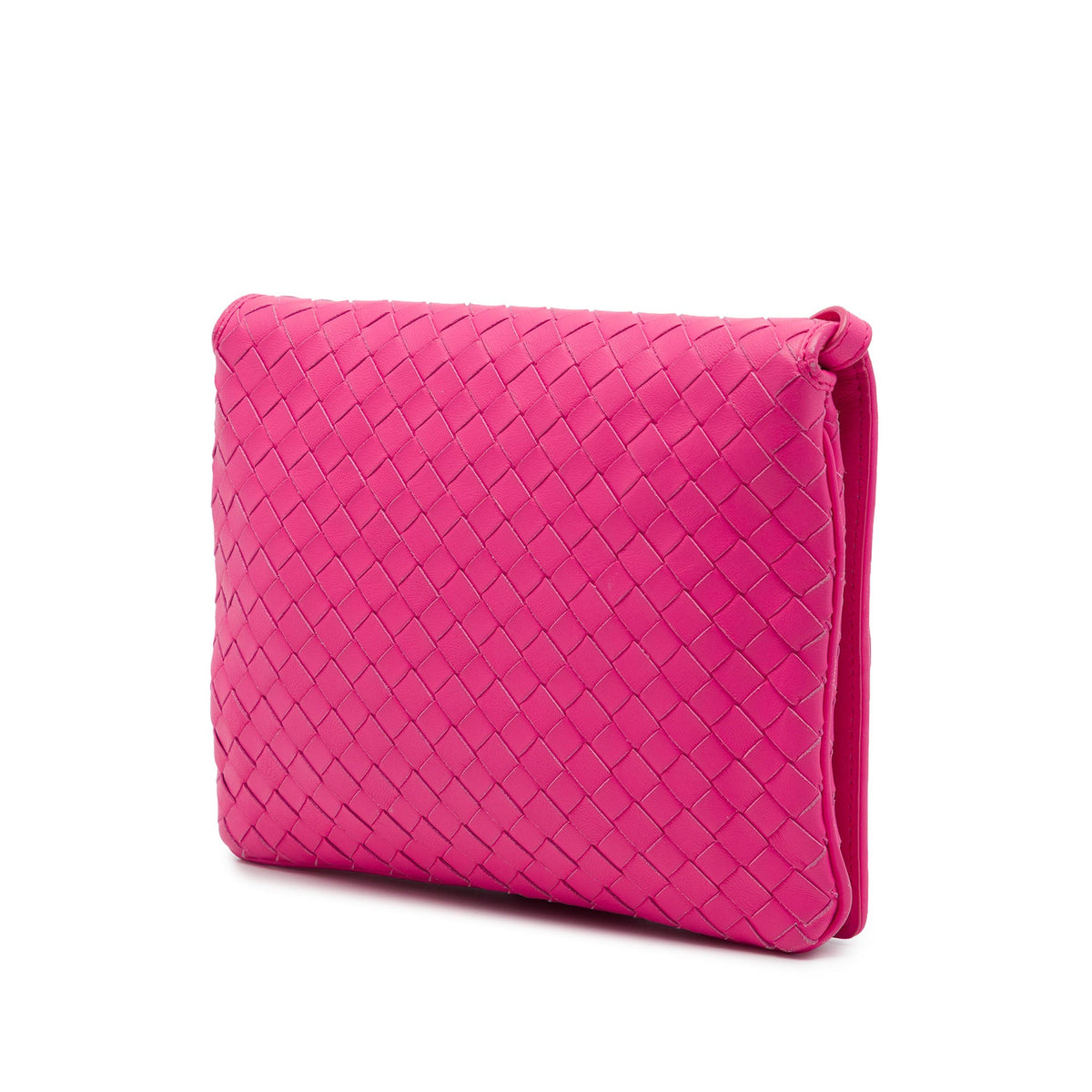 Bottega Veneta Nappa Intrecciato Flap Crossbody — Pink
