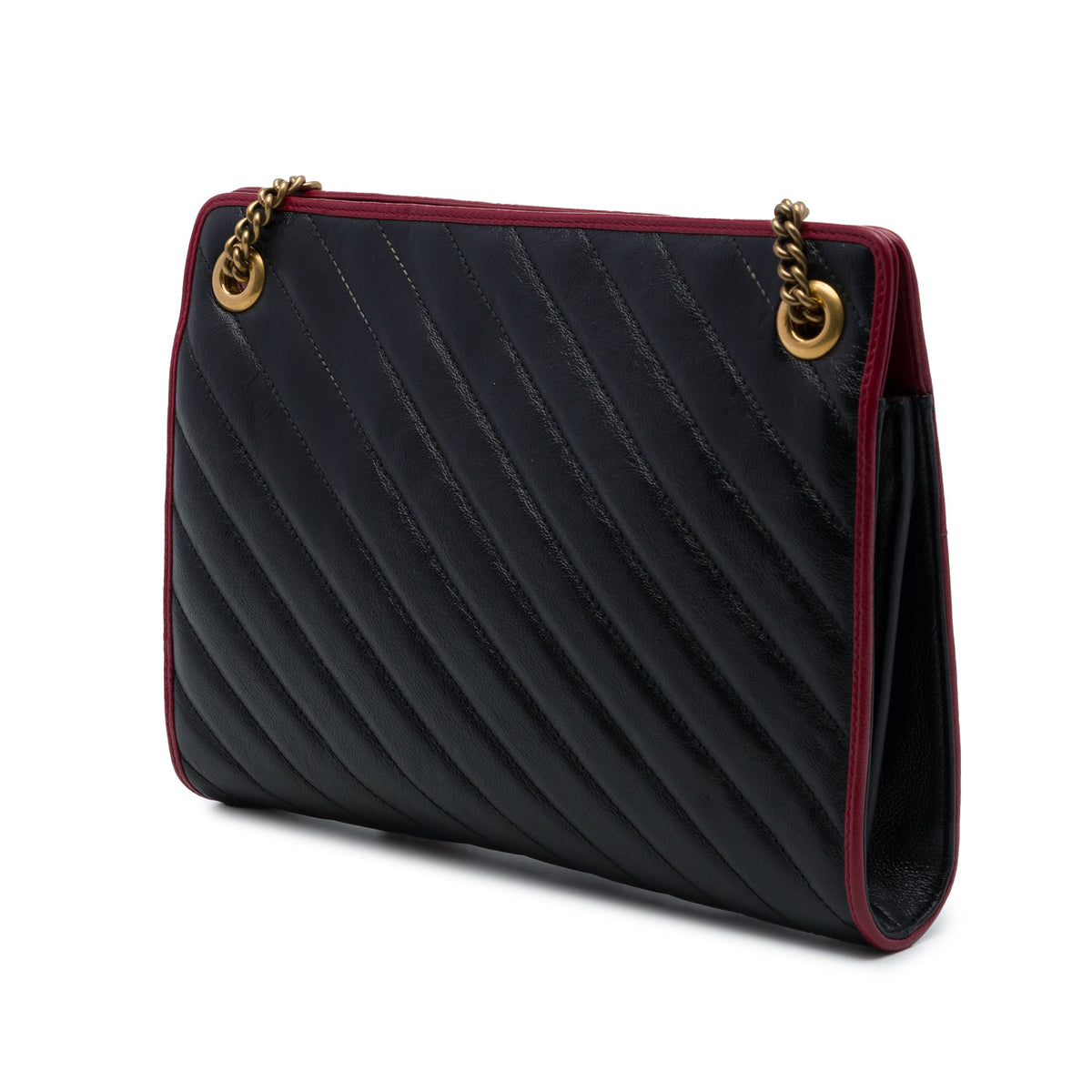 Gucci GG Marmont Bicolor Matelasse Diagonal Calfskin Torchon Shoulder Bag — Black