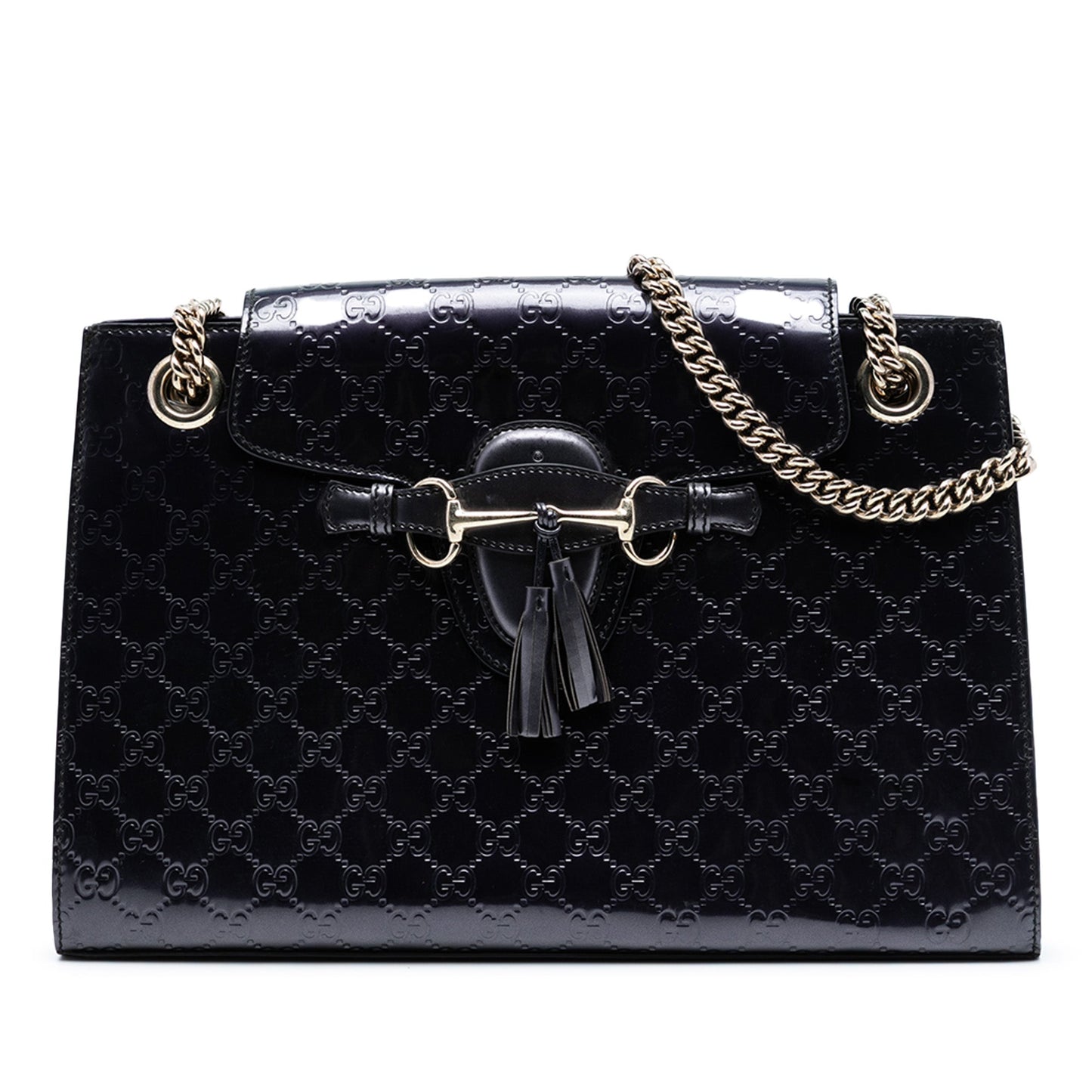 Gucci Large Guccissima Patent Emily Shoulder Bag