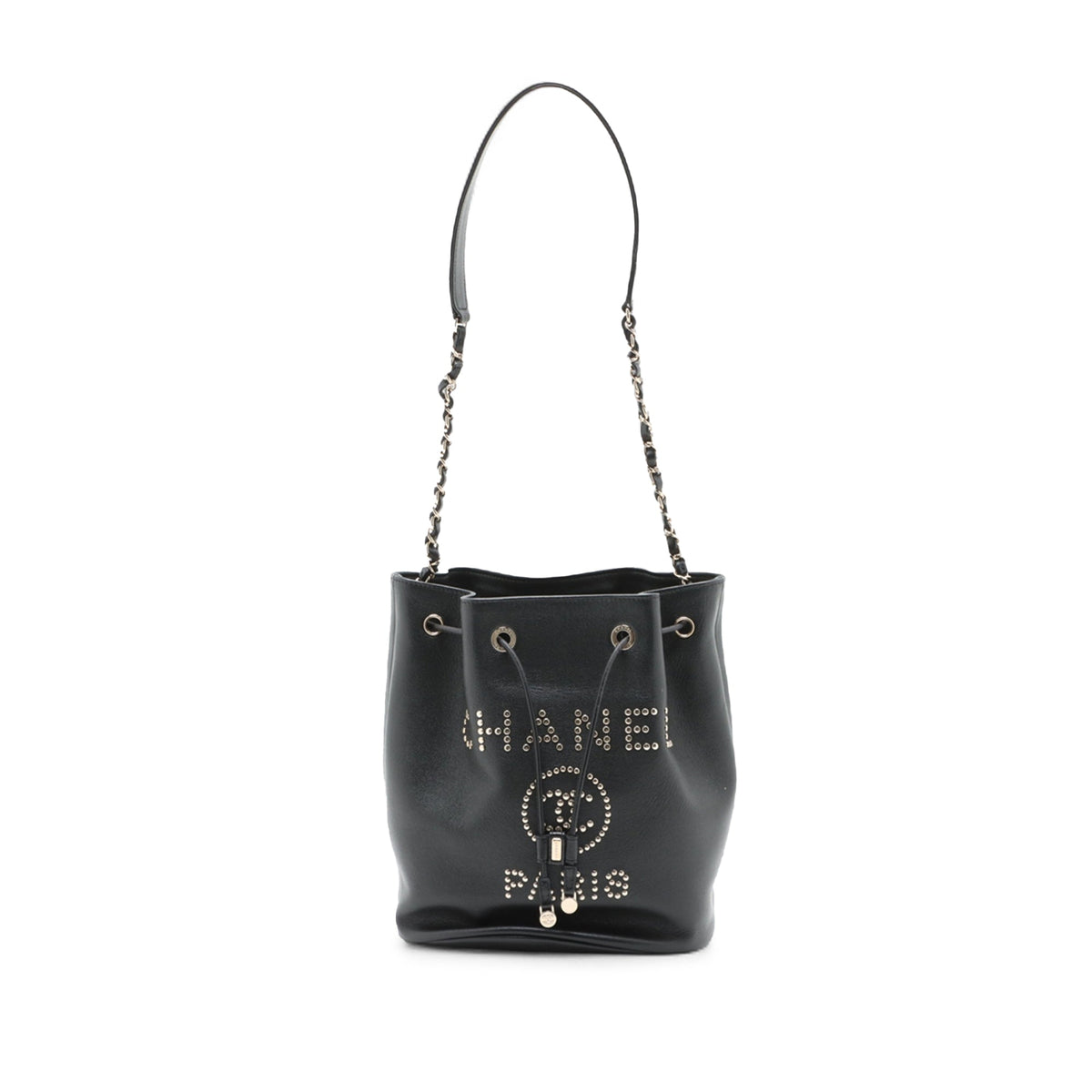 Chanel CC Caviar Deauville Drawstring Bucket Bag — Black