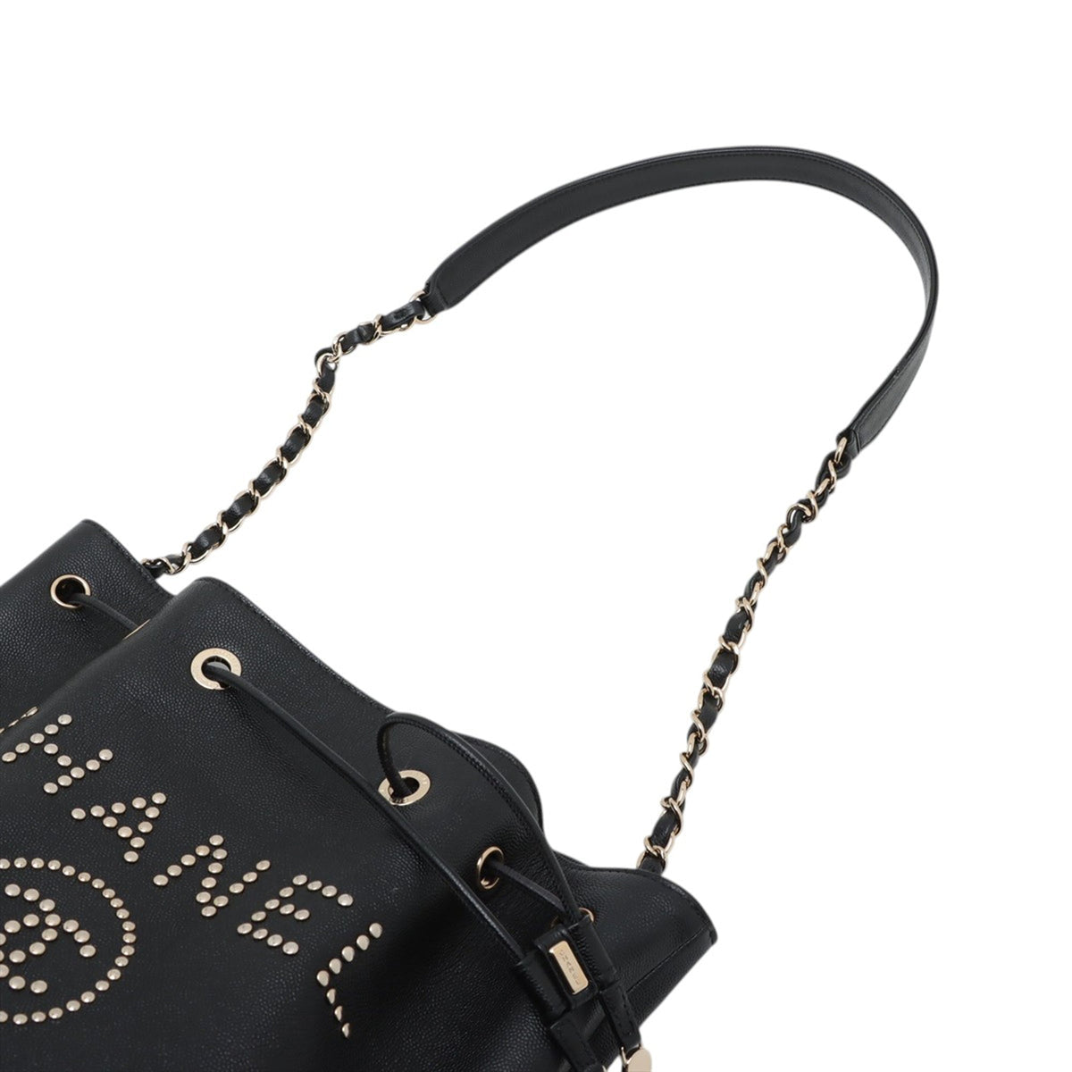 Chanel CC Caviar Deauville Drawstring Bucket Bag — Black
