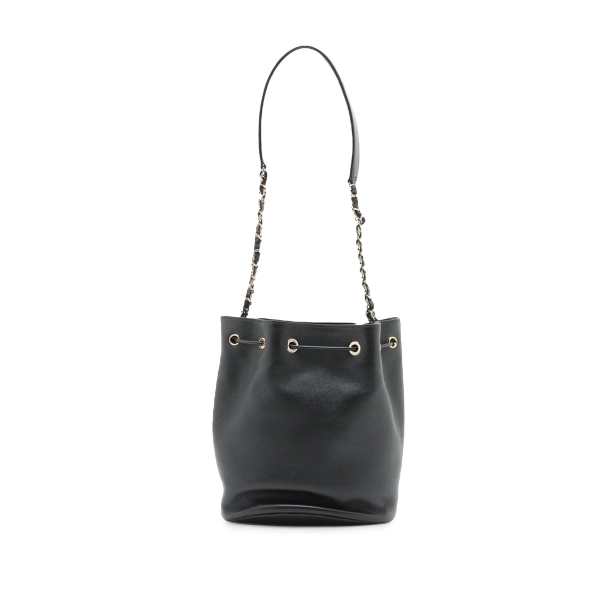 Chanel CC Caviar Deauville Drawstring Bucket Bag — Black