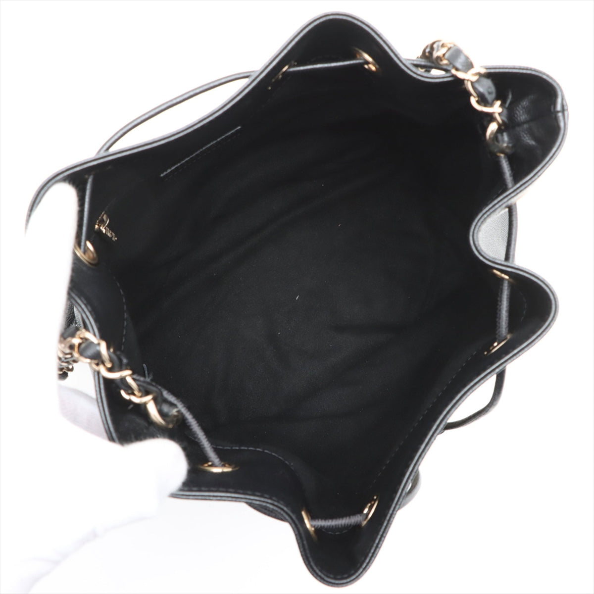 Chanel CC Caviar Deauville Drawstring Bucket Bag — Black