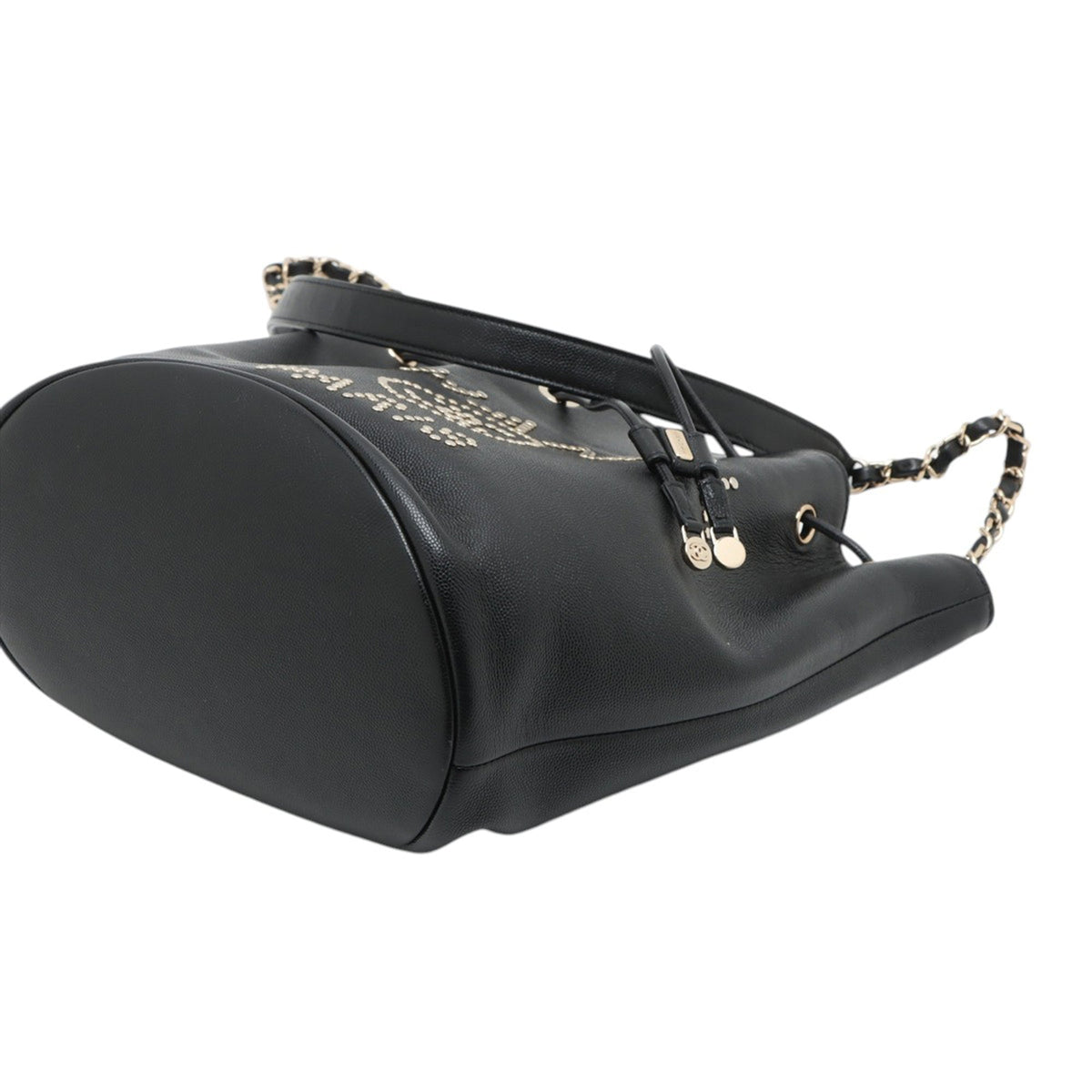 Chanel CC Caviar Deauville Drawstring Bucket Bag — Black