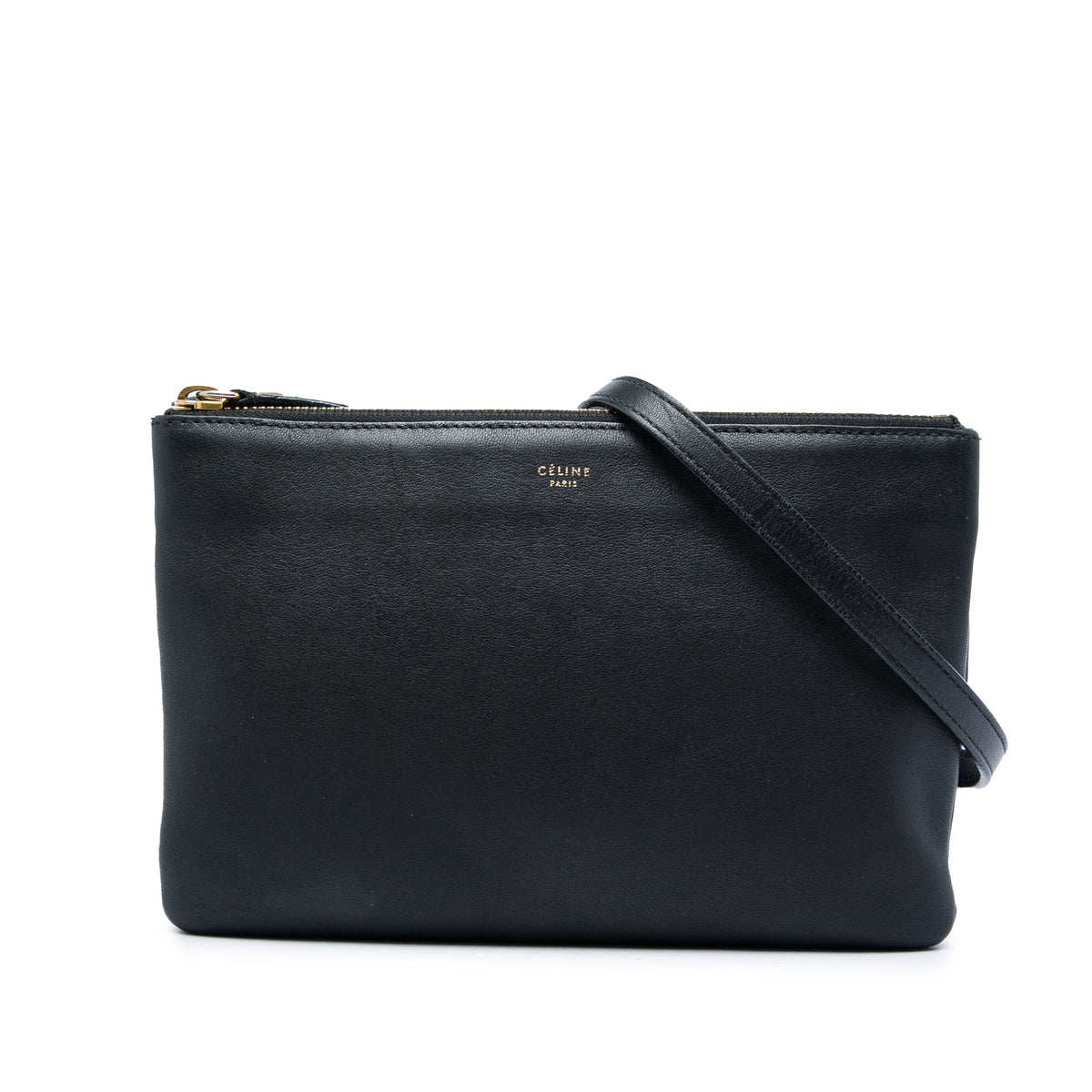 Celine Small Lambskin Trio Crossbody — Black