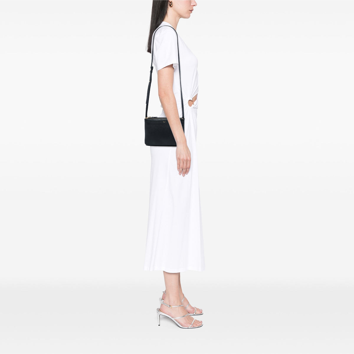 Celine Small Lambskin Trio Crossbody — Black