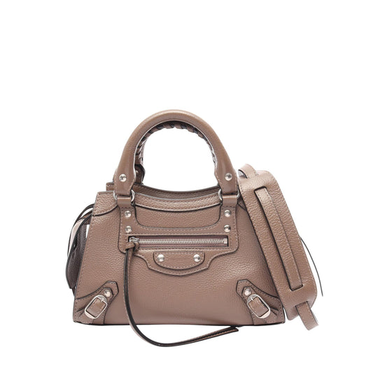 Balenciaga Mini Grained Calfskin Motocross Neo Classic City Satchel