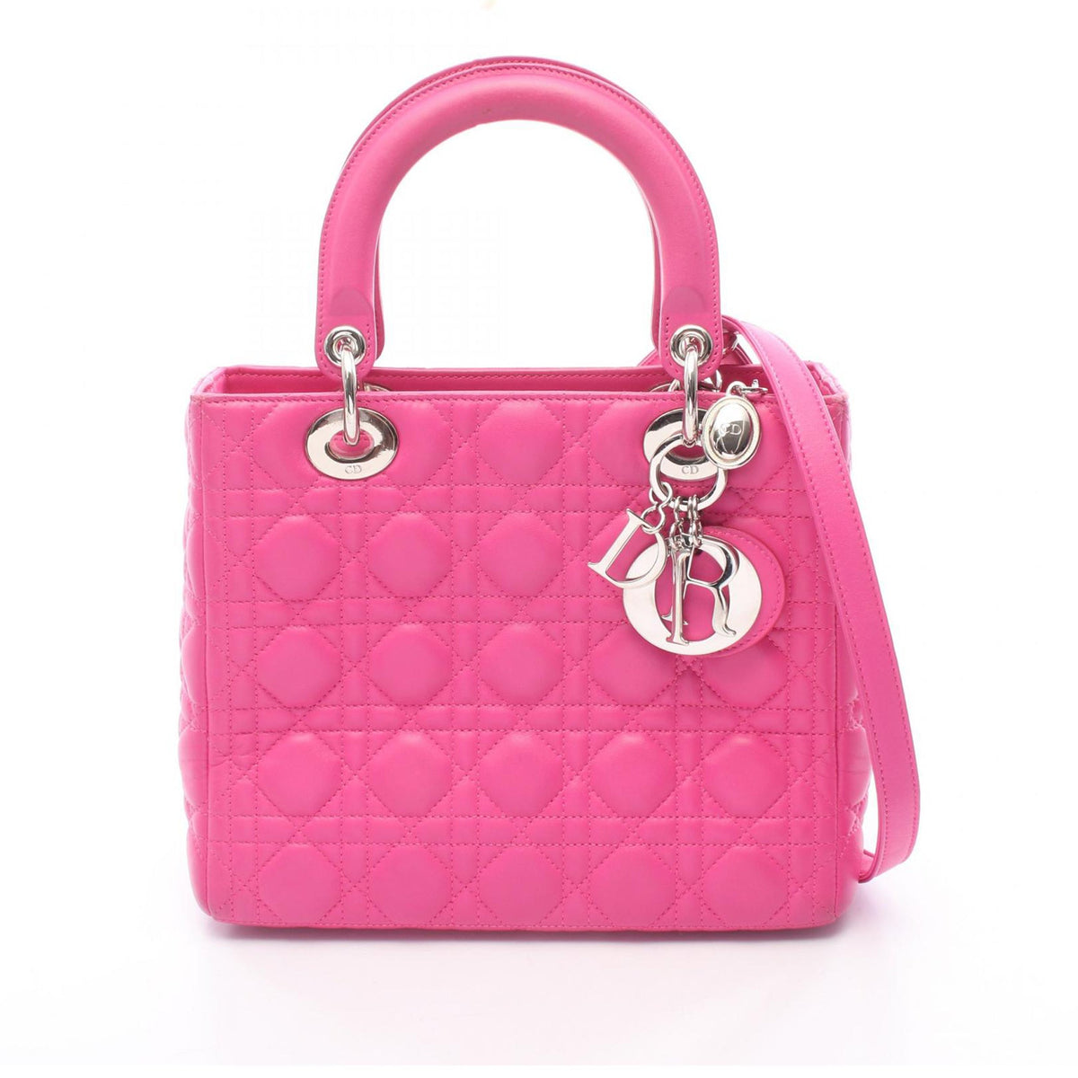 Dior Medium Lambskin Cannage Lady Dior — Pink