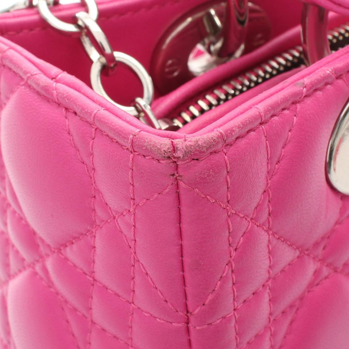Dior Medium Lambskin Cannage Lady Dior — Pink