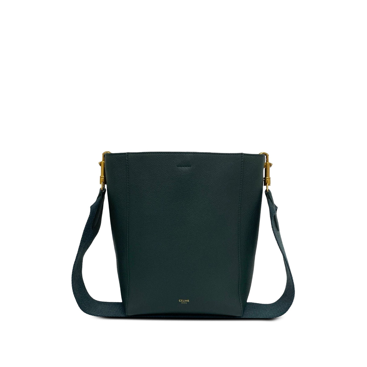 Celine Small Soft Grained Calfskin Seau Sangle Bucket Bag — Green