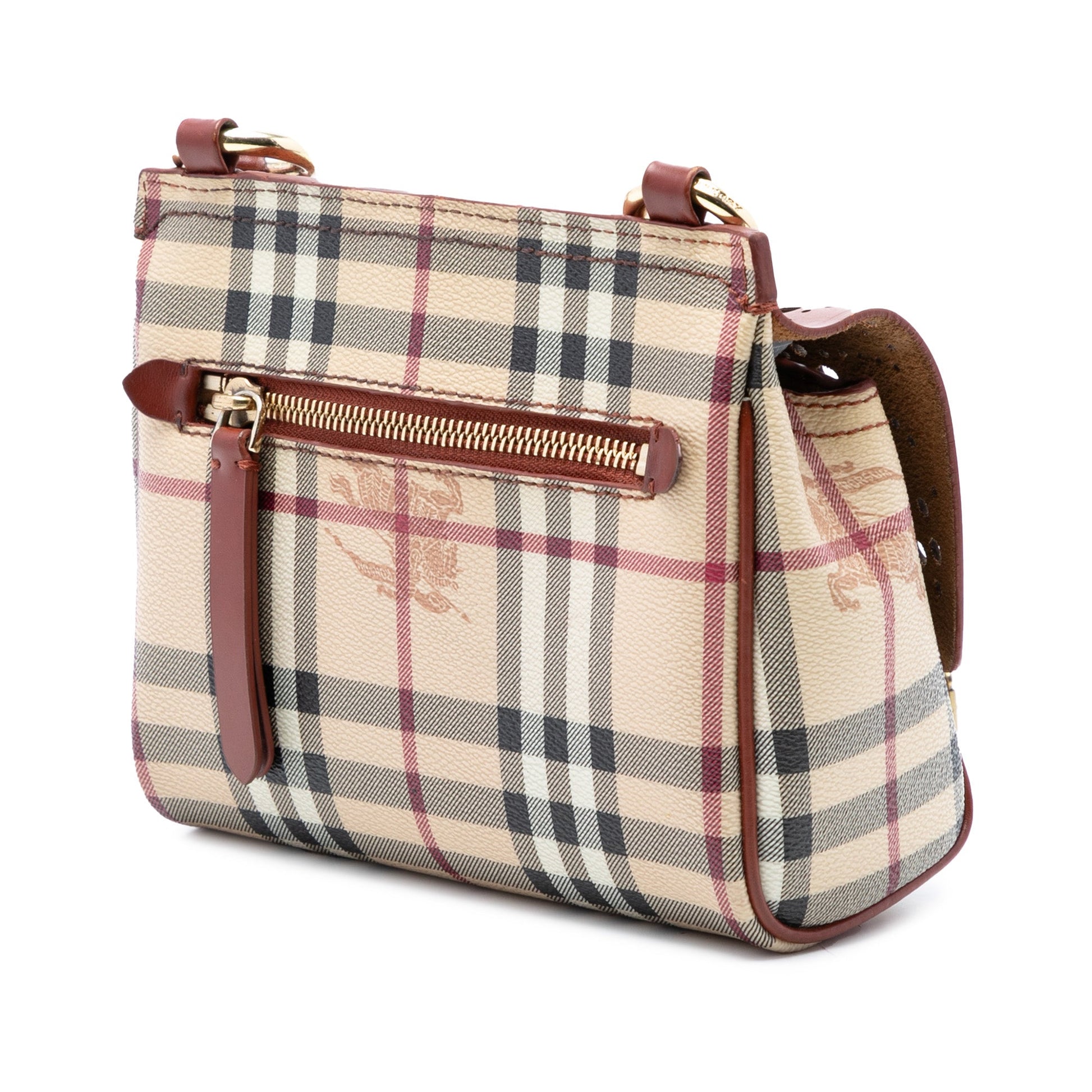 Burberry Baby Haymarket Check Coated Canvas and Perforated Leather Bridle Crossbody