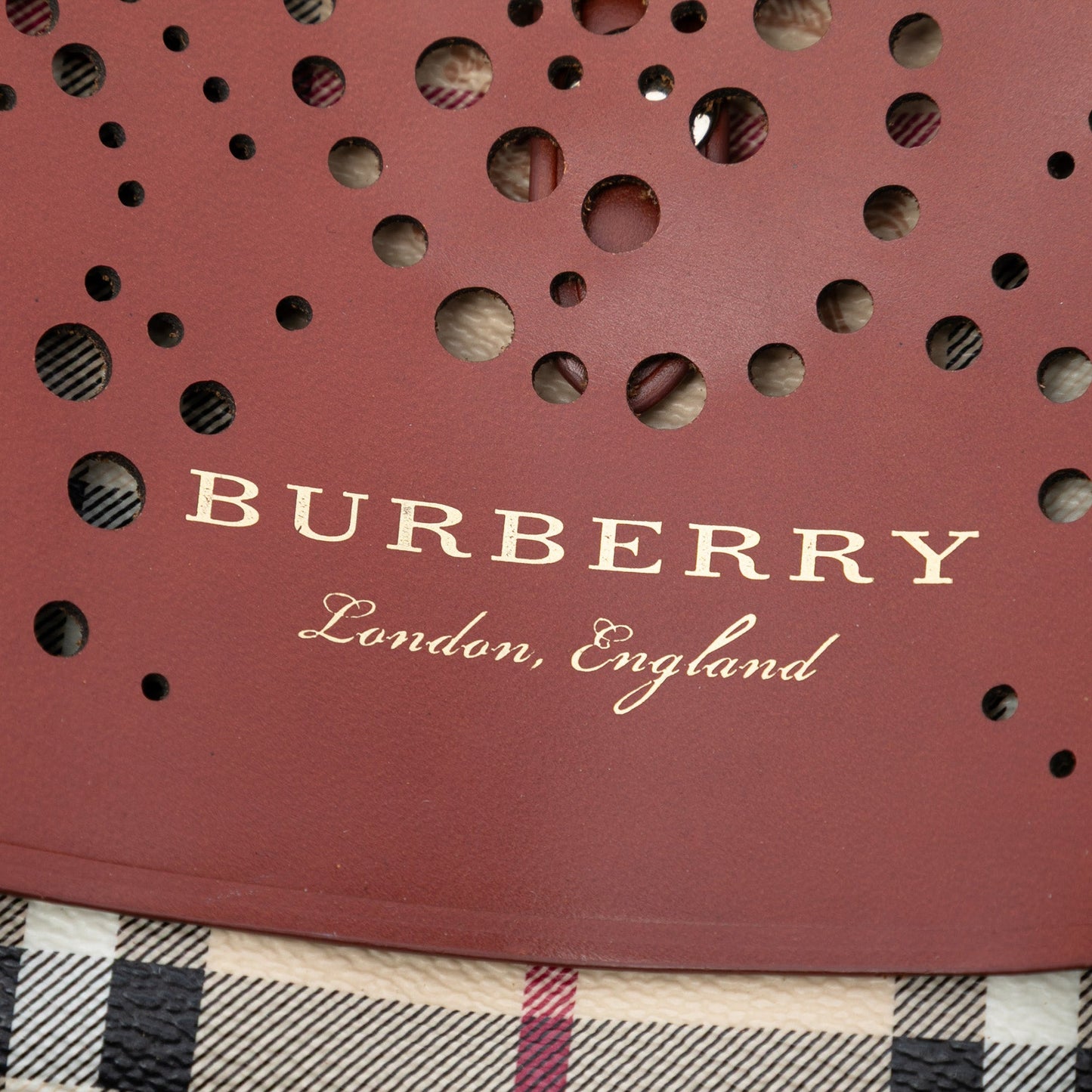 Burberry Baby Haymarket Check Coated Canvas and Perforated Leather Bridle Crossbody