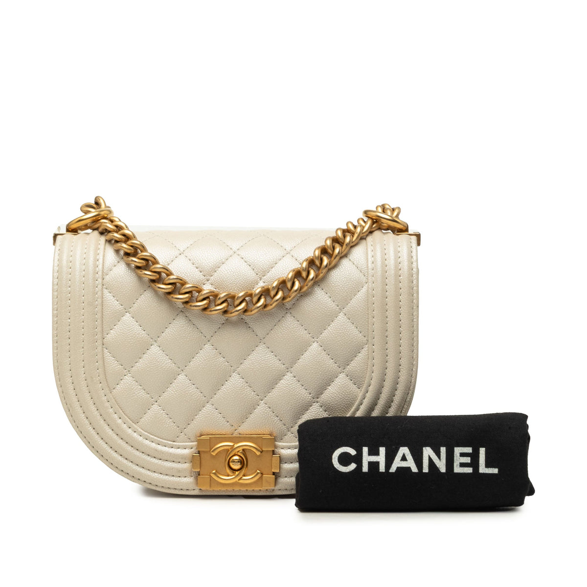 Chanel Small Quilted Caviar Boy Messenger Bag