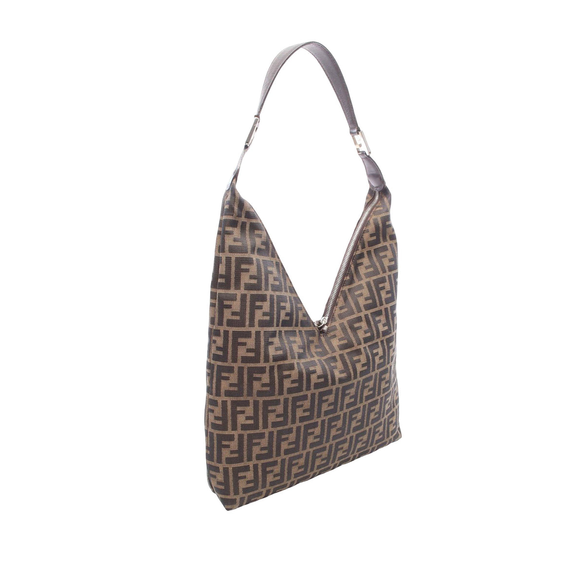 Fendi Zucca Canvas Shoulder Bag — Brown