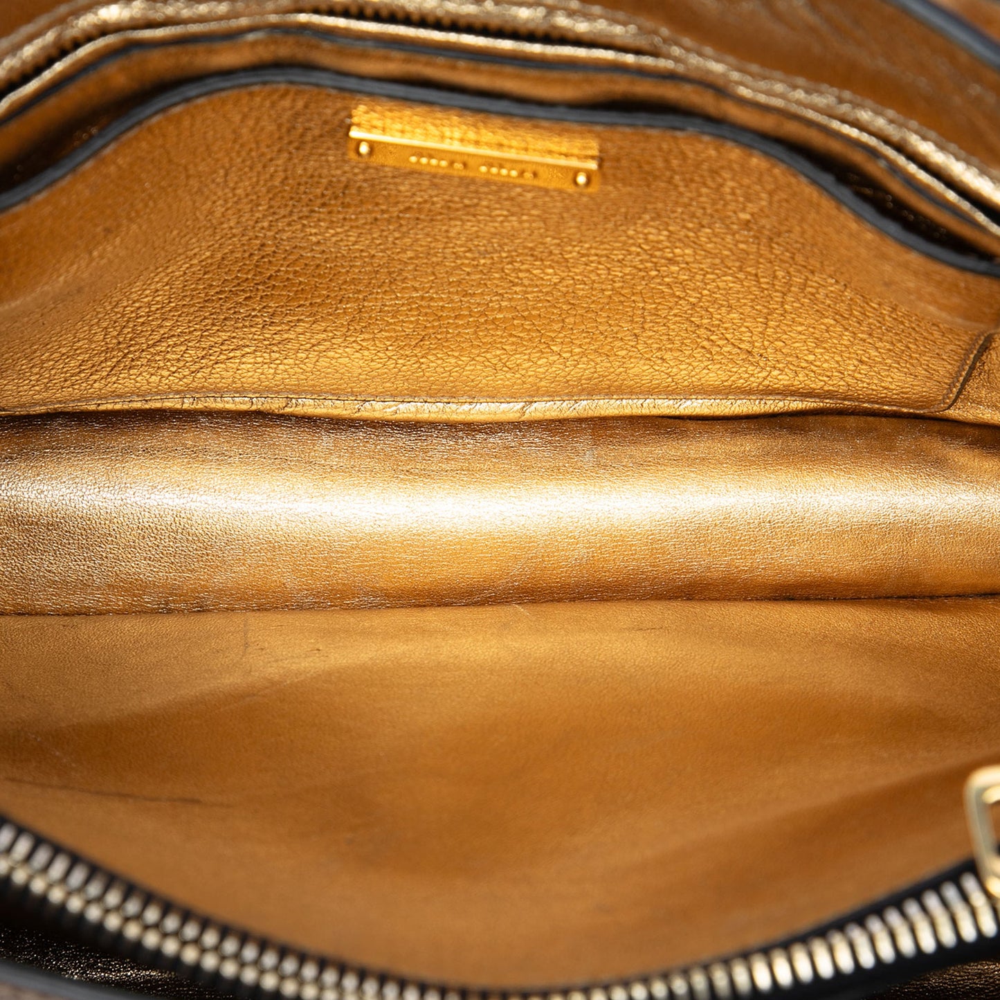 Miu Miu Metallic Goatskin Madras Push Lock Tote
