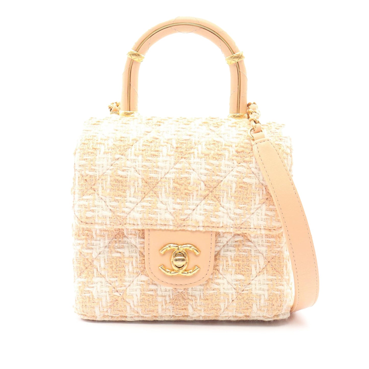 Chanel Quilted Tweed Crush Top Handle Flap
