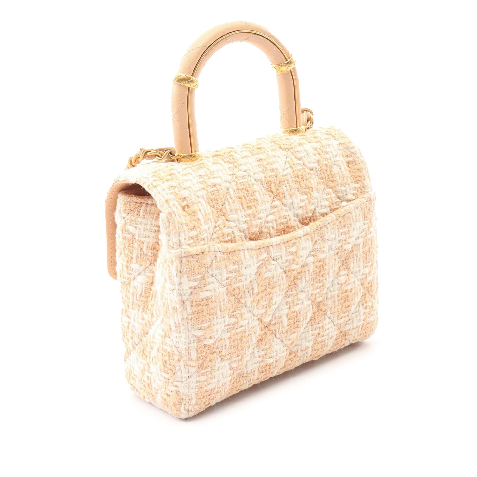 Chanel Quilted Tweed Crush Top Handle Flap