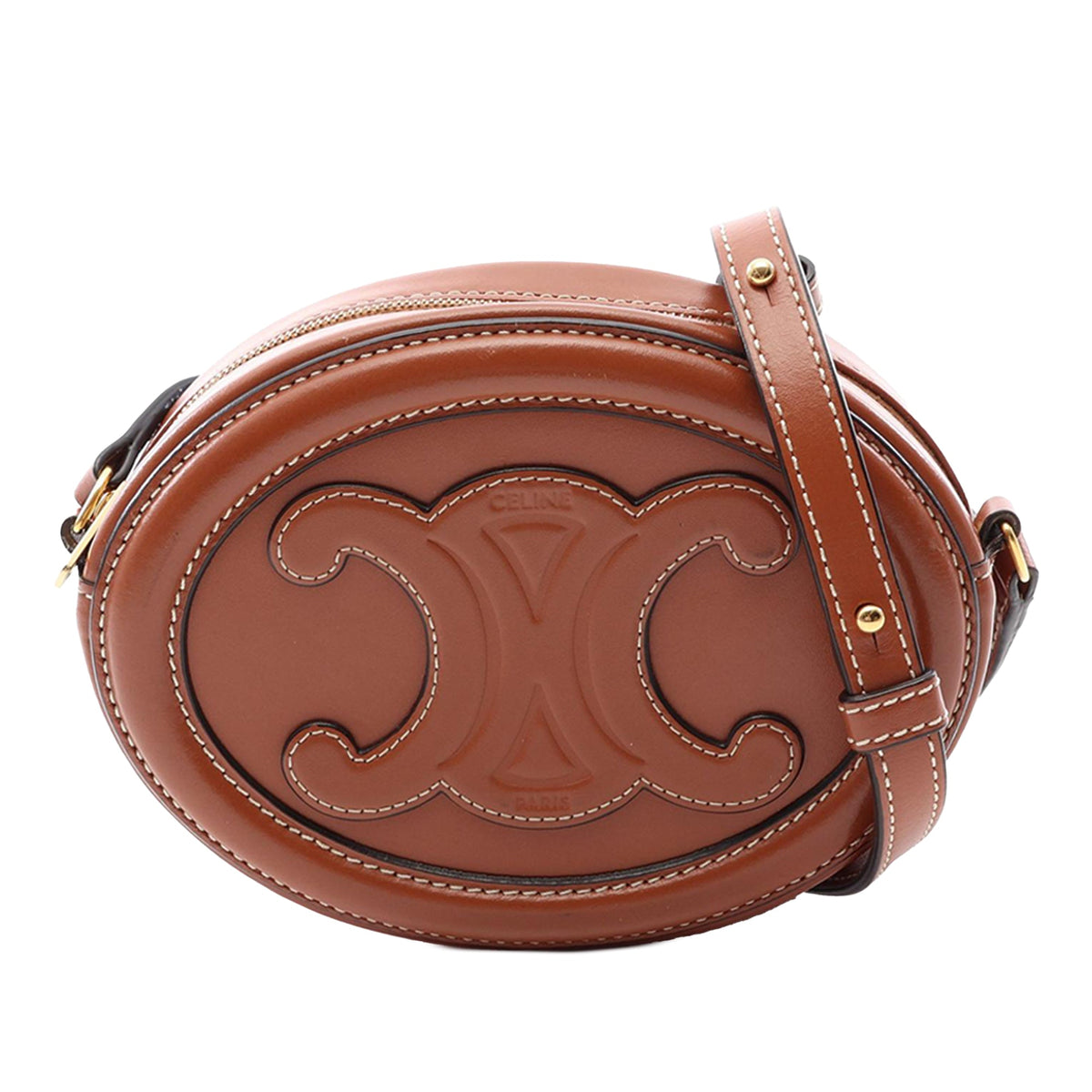 Celine Small Calfskin Cuir Triomphe Oval Crossbody