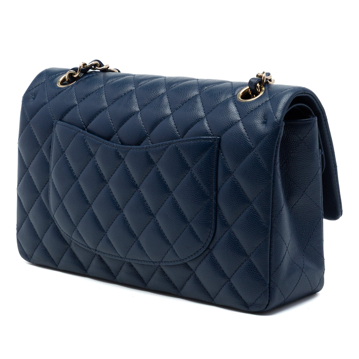 Chanel Medium Classic Caviar Double Flap — Blue
