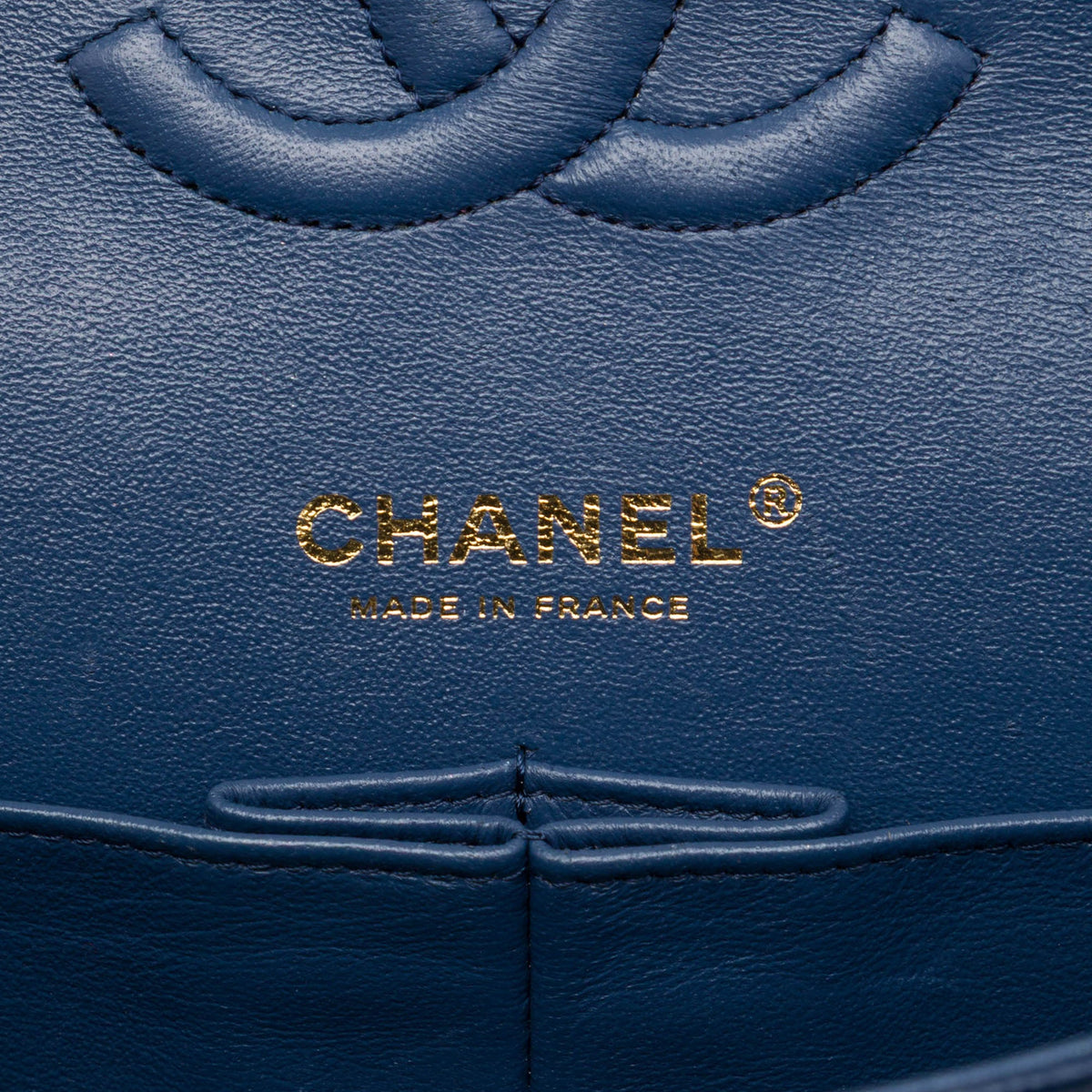 Chanel Medium Classic Caviar Double Flap — Blue