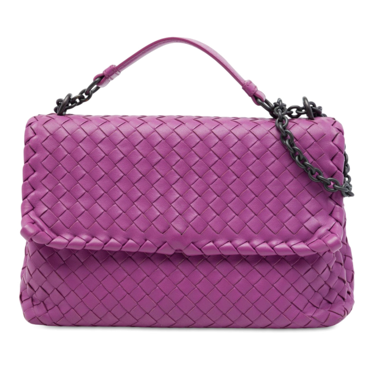 Bottega Veneta Small Nappa Intrecciato Olimpia Shoulder Bag — Purple