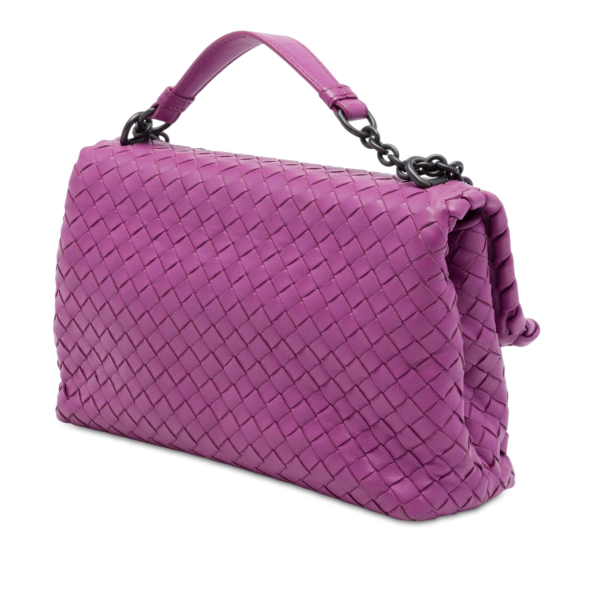 Bottega Veneta Small Nappa Intrecciato Olimpia Shoulder Bag — Purple
